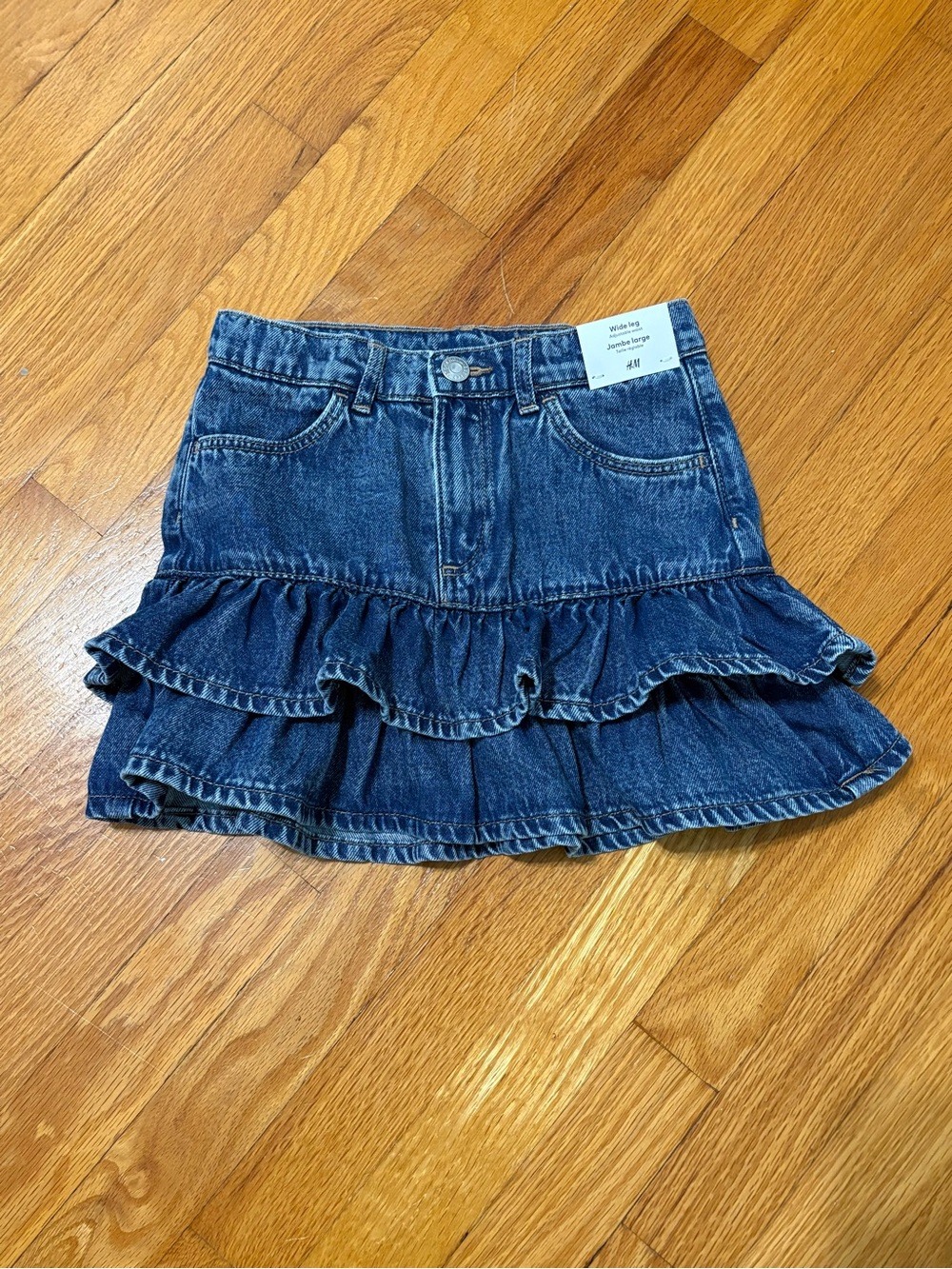 H&M Dark Blue Denim Ruffle Skirt